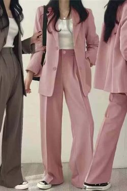 Y2K Grunge Blazer Pant Set - Retro 90S Fashion Long Sleeve 2-Piece Outfit For Women