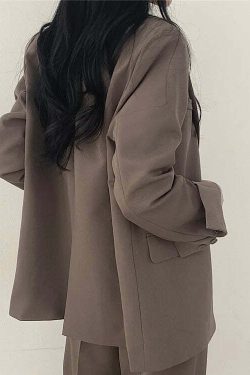 Y2K Grunge Blazer Pant Set - Retro 90S Fashion Long Sleeve 2-Piece Outfit For Women