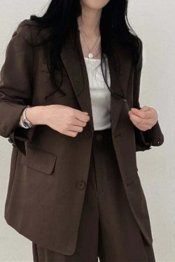 Y2K Grunge Blazer Pant Set - Retro 90S Fashion Long Sleeve 2-Piece Outfit For Women