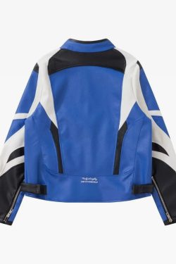 Y2K Grunge Blue Racing Jacket - 90S Retro Summer Outfit, Y2K Club & Party Fashion