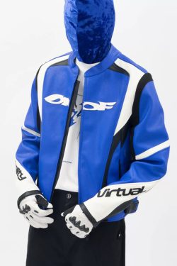Y2K Grunge Blue Racing Jacket - 90S Retro Summer Outfit, Y2K Club & Party Fashion