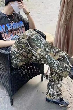 Y2K Grunge Camo Cargo Pants - 90S Retro Style, Summer Y2K Outfits, Hip Hop Fashion