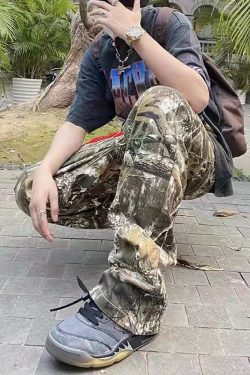 Y2K Grunge Camo Cargo Pants - 90S Retro Style, Summer Y2K Outfits, Hip Hop Fashion