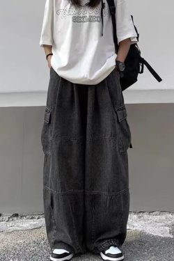 Y2K Grunge Cargo Baggy Jeans - 90S Retro Summer Outfit, Y2K Fashion, Gothic Y2K Style