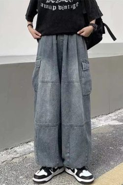 Y2K Grunge Cargo Baggy Jeans - 90S Retro Summer Outfit, Y2K Fashion, Gothic Y2K Style