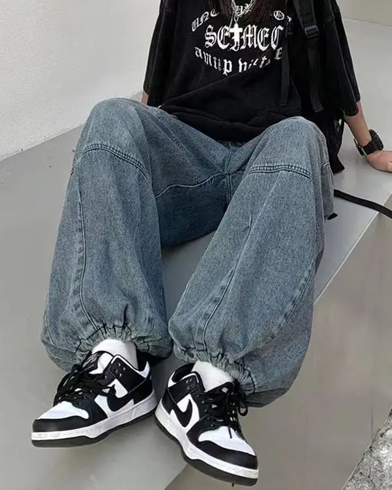 Y2K Grunge Cargo Baggy Jeans - 90S Retro Summer Outfit, Y2K Fashion, Gothic Y2K Style