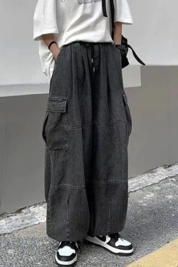 Y2K Grunge Cargo Baggy Jeans - 90S Retro Summer Outfit, Y2K Fashion, Gothic Y2K Style