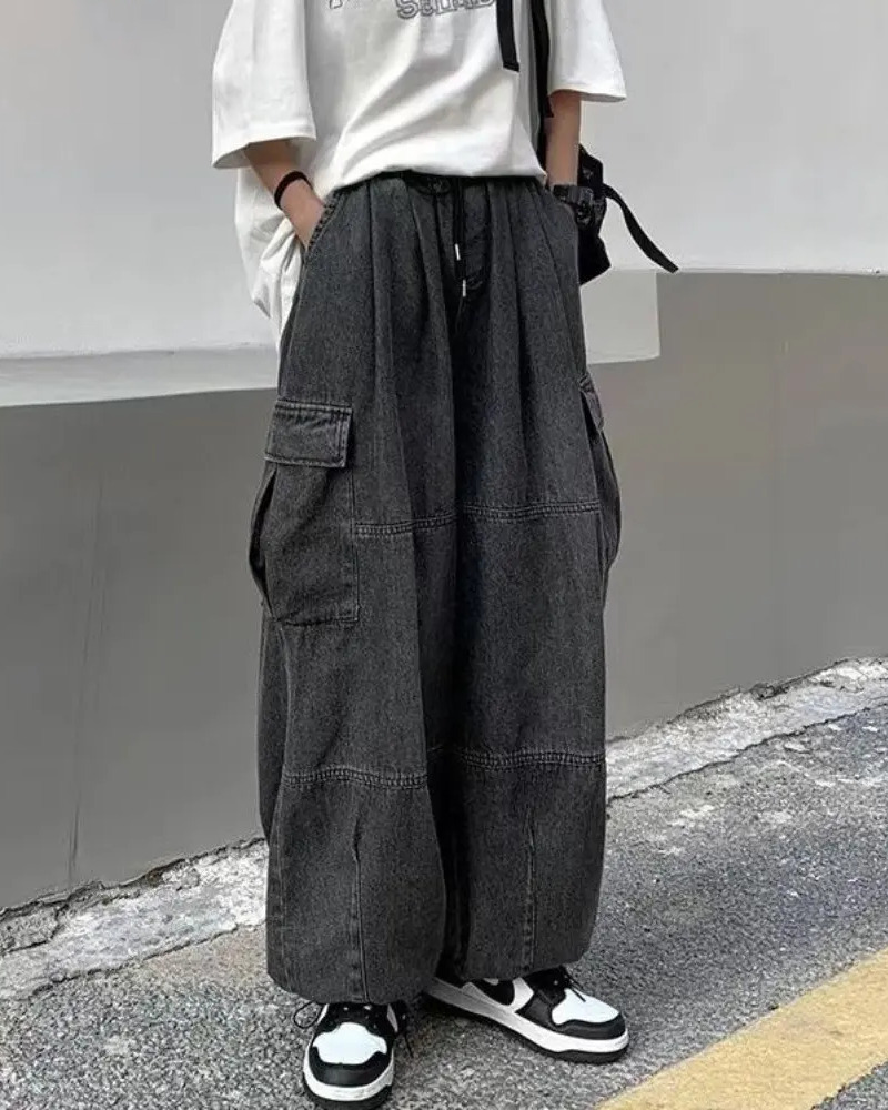 Y2K Grunge Cargo Baggy Jeans - 90S Retro Summer Outfit, Y2K Fashion, Gothic Y2K Style