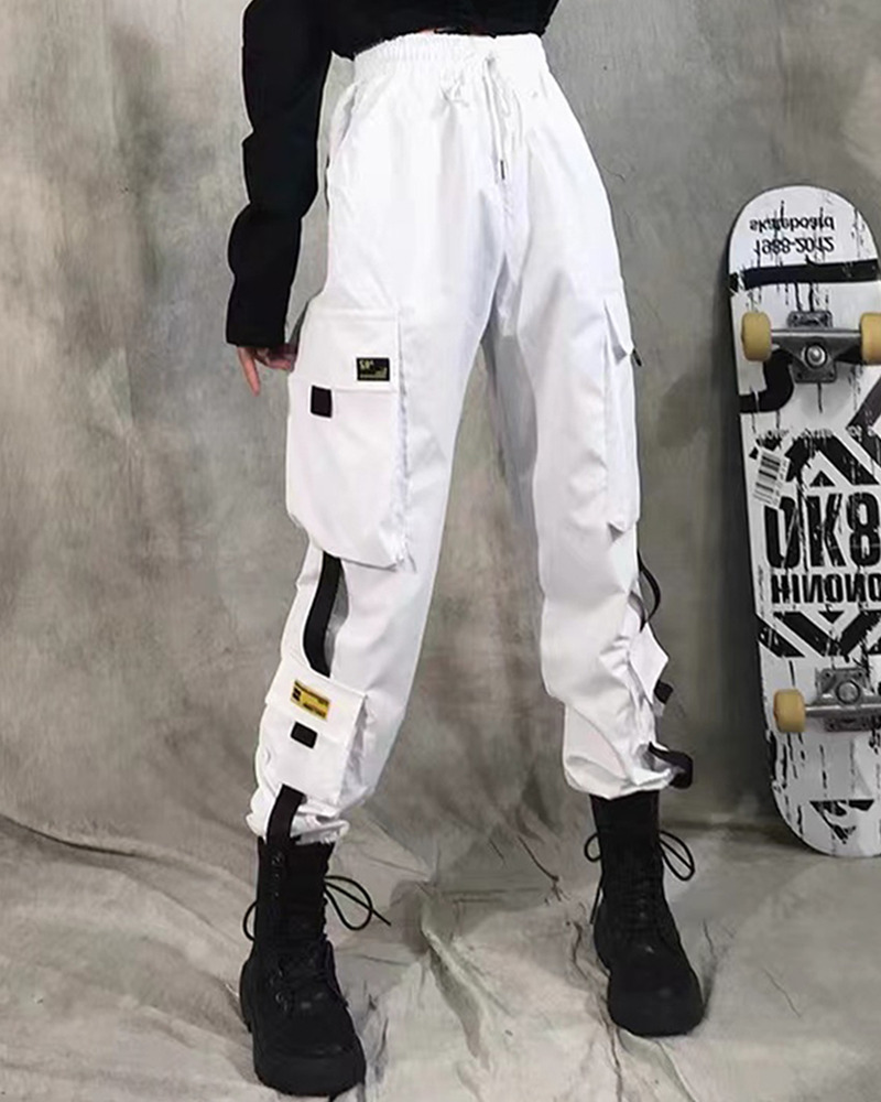 Y2K Grunge Cargo Pants With Chain - 90S Retro Summer Outfit, Y2K Fashion, Gothic Y2K Style