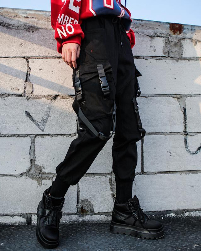 Y2K Grunge Cargo Pants With Straps - 90S Retro Summer Outfit, Y2K Fashion Essentials