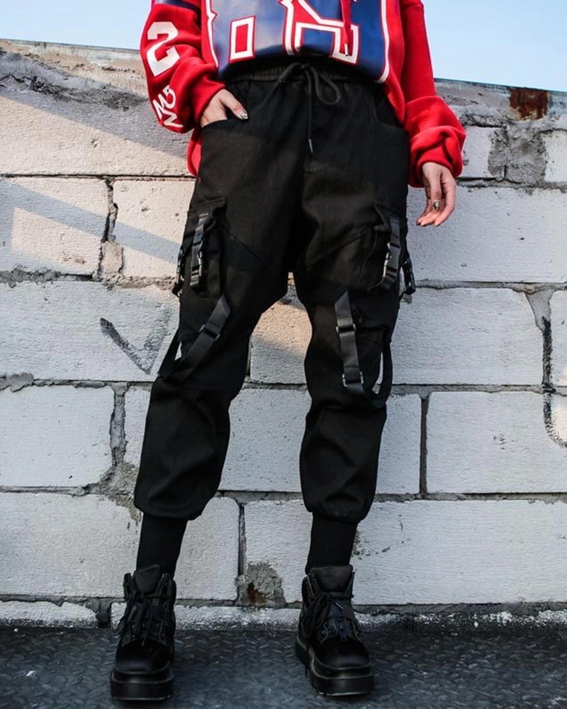 Y2K Grunge Cargo Pants With Straps - 90S Retro Summer Outfit, Y2K Fashion Essentials