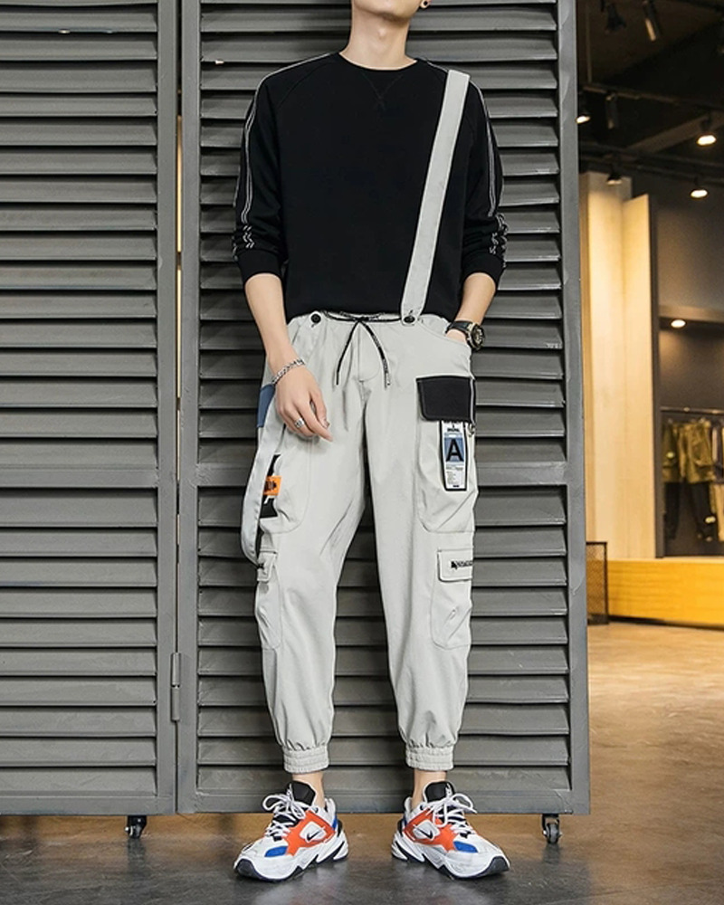 Y2K Grunge Cargo Pants With Straps - 90S Retro Summer Outfit, Y2K Fashion Essentials