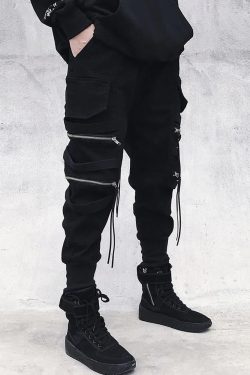 Y2K Grunge Cargo Pants With Zip Pockets - 90S Retro Summer Outfit For Women