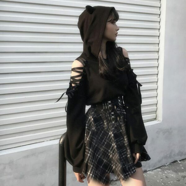 Y2K Grunge Cat Ear Hoodie - Retro 90S Fashion, Gothic Y2K, Summer Y2K Outfits Y2K Grunge Cat Ear Hoodie - Retro 90S Fashion, Gothic Y2K, Summer Y2K Outfits