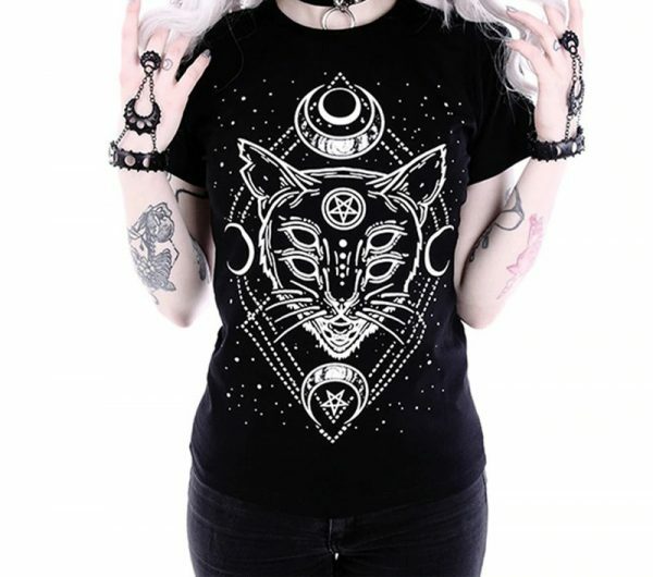 Y2K Grunge Cat Print Shirt - 90S Fashion, Retro Style, Y2K Summer Outfits, Pastel Goth