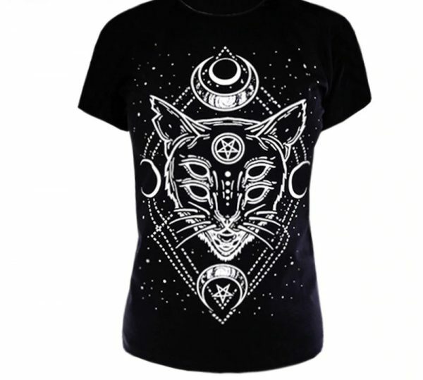 Y2K Grunge Cat Print Shirt - 90S Fashion, Retro Style, Y2K Summer Outfits, Pastel Goth