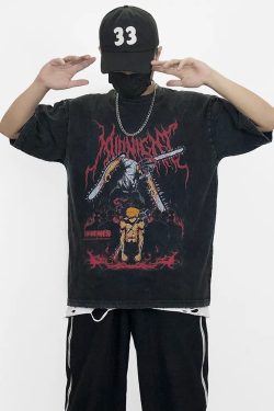 Y2K Grunge Chainsaw Man Shirt - Retro 90S Fashion, Summer Outfits, And Popstar Vibes