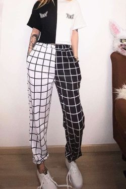 Y2K Grunge Contrast Pants & Top - 90S Fashion, Retro Style, Summer Y2K Outfits