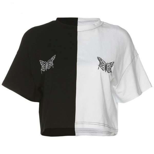 Y2K Grunge Contrast Pants & Top - 90S Fashion, Retro Style, Summer Y2K Outfits