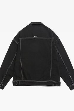 Y2K Grunge Contrast Stitch Jacket - 90S Fashion, Retro Style, Y2K Summer & Party Outfits