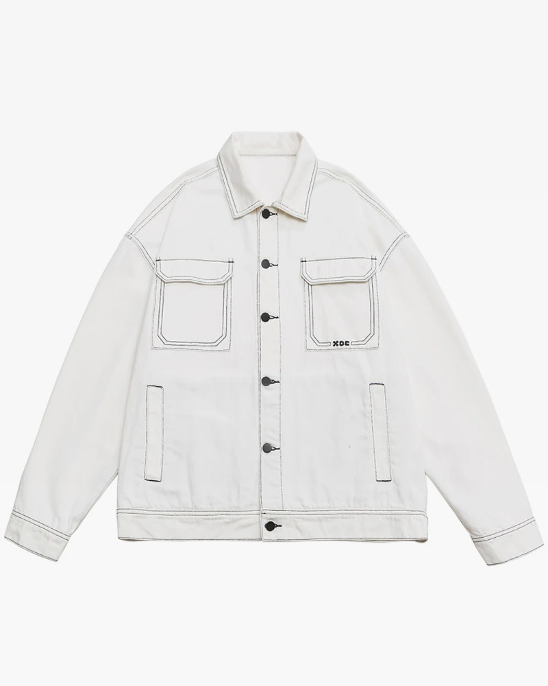 Y2K Grunge Contrast Stitch Jacket - 90S Fashion, Retro Style, Y2K Summer & Party Outfits Y2K Grunge Contrast Stitch Jacket - 90S Fashion, Retro Style, Y2K Summer & Party Outfits