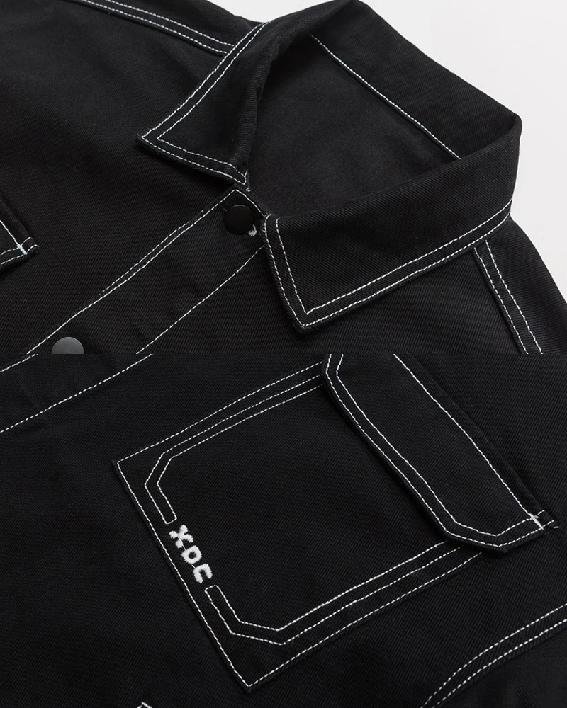 Y2K Grunge Contrast Stitch Jacket - 90S Fashion, Retro Style, Y2K Summer & Party Outfits Y2K Grunge Contrast Stitch Jacket - 90S Fashion, Retro Style, Y2K Summer & Party Outfits