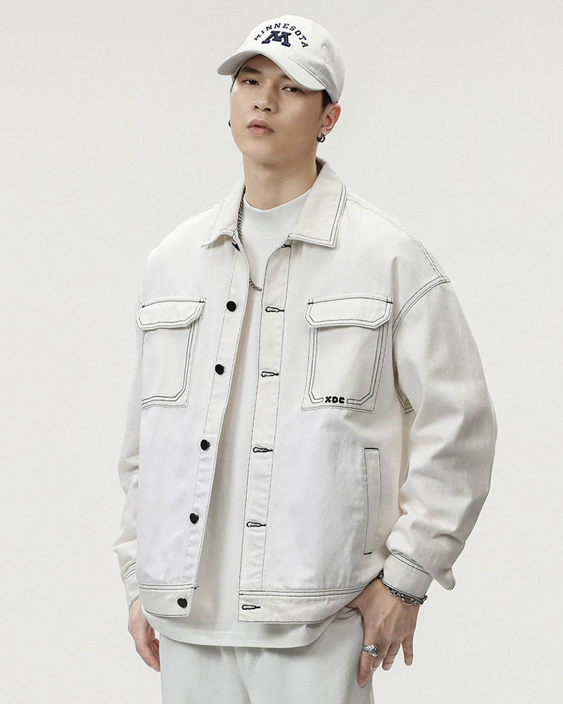 Y2K Grunge Contrast Stitch Jacket - 90S Fashion, Retro Style, Y2K Summer & Party Outfits Y2K Grunge Contrast Stitch Jacket - 90S Fashion, Retro Style, Y2K Summer & Party Outfits