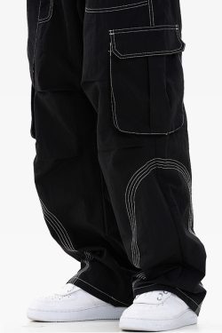 Y2K Grunge Contrast Stitch Jeans - 90S Retro Summer Outfit, Y2K Club & Party Fashion