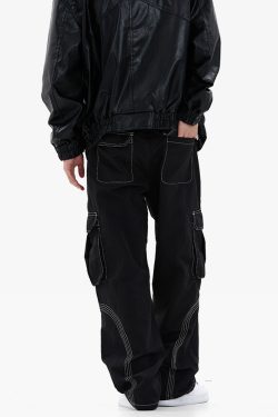 Y2K Grunge Contrast Stitch Jeans - 90S Retro Summer Outfit, Y2K Club & Party Fashion