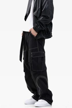 Y2K Grunge Contrast Stitch Jeans - 90S Retro Summer Outfit, Y2K Club & Party Fashion