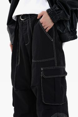 Y2K Grunge Contrast Stitch Jeans - 90S Retro Summer Outfit, Y2K Club & Party Fashion