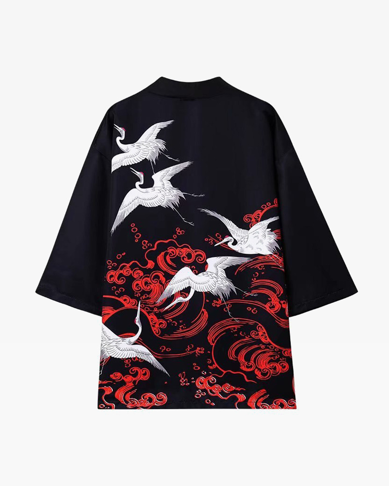 Y2K Grunge Crane Kimono Jacket - Retro 90S Summer Outfit, Pastel Goth, Y2K Fashion Staple Y2K Grunge Crane Kimono Jacket - Retro 90S Summer Outfit, Pastel Goth, Y2K Fashion Staple