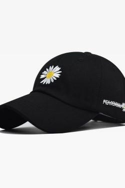 Y2K Grunge Daisy Baseball Cap - Retro 90S Fashion, Summer Y2K Outfits, Pastel Goth Style