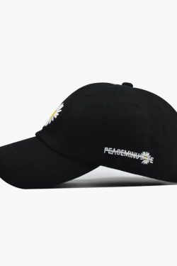 Y2K Grunge Daisy Baseball Cap - Retro 90S Fashion, Summer Y2K Outfits, Pastel Goth Style