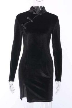 Y2K Grunge Dark Solid Vintage Dress - 90S Fashion, Retro Style, Y2K Summer & Party Outfits