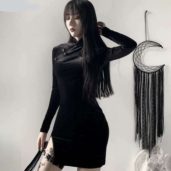 Y2K Grunge Dark Solid Vintage Dress - 90S Fashion, Retro Style, Y2K Summer & Party Outfits Y2K Grunge Dark Solid Vintage Dress - 90S Fashion, Retro Style, Y2K Summer & Party Outfits