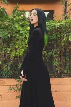 Y2K Grunge Dark Velvet Dress - Retro 90S Fashion, Summer Party, Club & Popstar Outfits