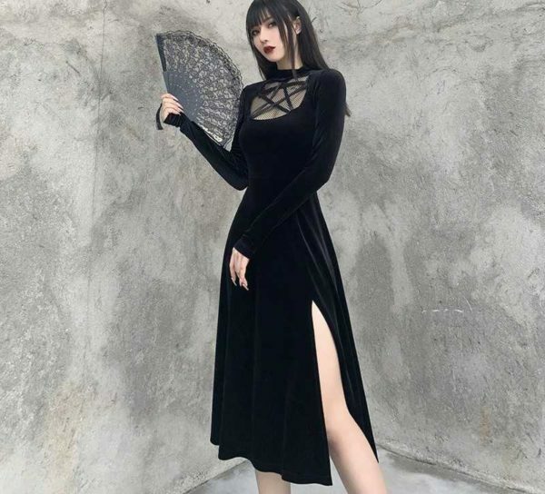 Y2K Grunge Dark Velvet Dress - Retro 90S Fashion, Summer Party, Club & Popstar Outfits Y2K Grunge Dark Velvet Dress - Retro 90S Fashion, Summer Party, Club & Popstar Outfits