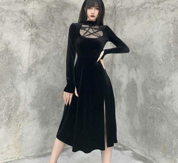 Y2K Grunge Dark Velvet Dress - Retro 90S Fashion, Summer Party, Club & Popstar Outfits Y2K Grunge Dark Velvet Dress - Retro 90S Fashion, Summer Party, Club & Popstar Outfits