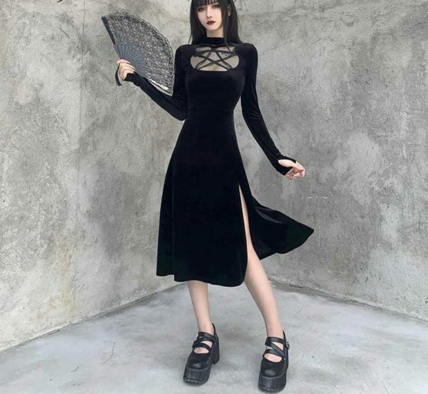 Y2K Grunge Dark Velvet Dress - Retro 90S Fashion, Summer Party, Club & Popstar Outfits Y2K Grunge Dark Velvet Dress - Retro 90S Fashion, Summer Party, Club & Popstar Outfits