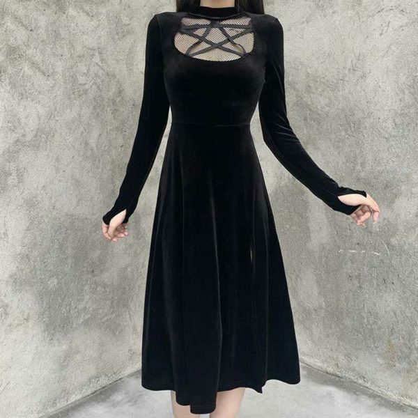 Y2K Grunge Dark Velvet Dress - Retro 90S Fashion, Summer Party, Club & Popstar Outfits Y2K Grunge Dark Velvet Dress - Retro 90S Fashion, Summer Party, Club & Popstar Outfits
