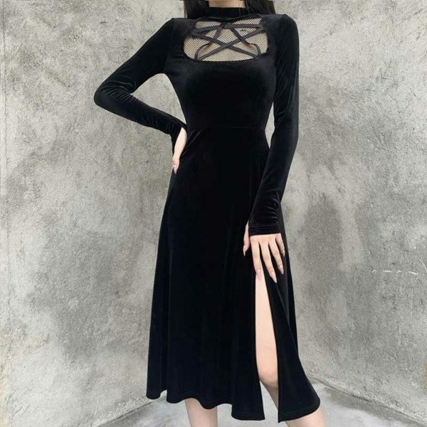 Y2K Grunge Dark Velvet Dress - Retro 90S Fashion, Summer Party, Club & Popstar Outfits Y2K Grunge Dark Velvet Dress - Retro 90S Fashion, Summer Party, Club & Popstar Outfits