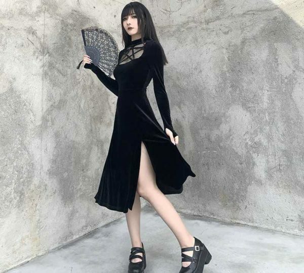 Y2K Grunge Dark Velvet Dress - Retro 90S Fashion, Summer Party, Club & Popstar Outfits Y2K Grunge Dark Velvet Dress - Retro 90S Fashion, Summer Party, Club & Popstar Outfits