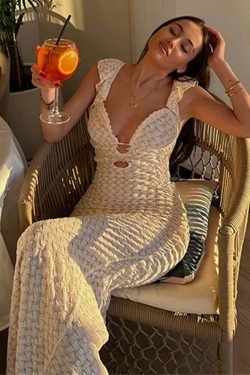 Y2K Grunge Deep V Neck Sleeveless Slim High Waist Long Dress - Retro 90S Summer Beach Outfit