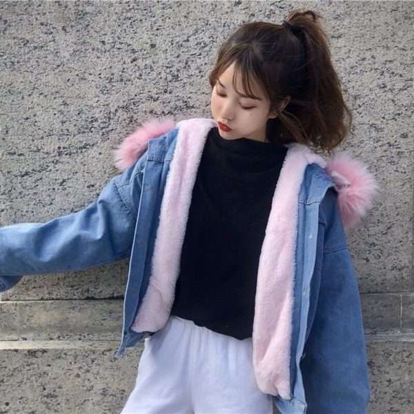 Y2K Grunge Denim Fur Jacket - 90S Fashion, Retro Style, Y2K Summer Outfits, Y2K Club Look Y2K Grunge Denim Fur Jacket - 90S Fashion, Retro Style, Y2K Summer Outfits, Y2K Club Look