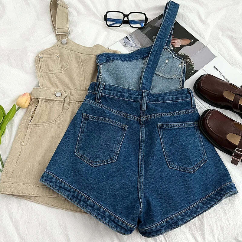 Y2K Grunge Denim Jumpsuit - Retro 90S One-Shoulder Wide Leg Pants, Cool Summer Streetwear Y2K Grunge Denim Jumpsuit - Retro 90S One-Shoulder Wide Leg Pants, Cool Summer Streetwear