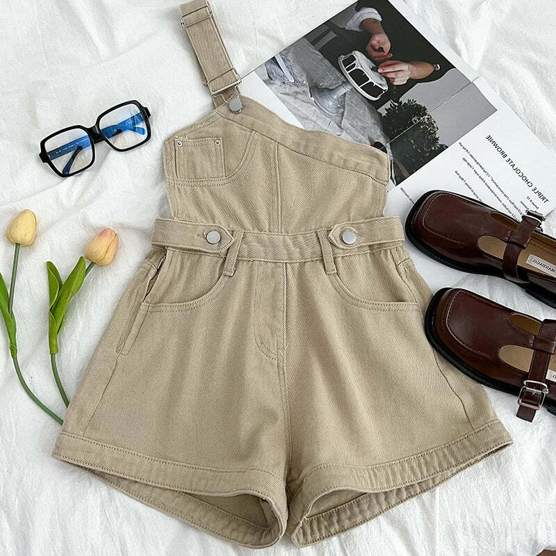 Y2K Grunge Denim Jumpsuit - Retro 90S One-Shoulder Wide Leg Pants, Cool Summer Streetwear Y2K Grunge Denim Jumpsuit - Retro 90S One-Shoulder Wide Leg Pants, Cool Summer Streetwear