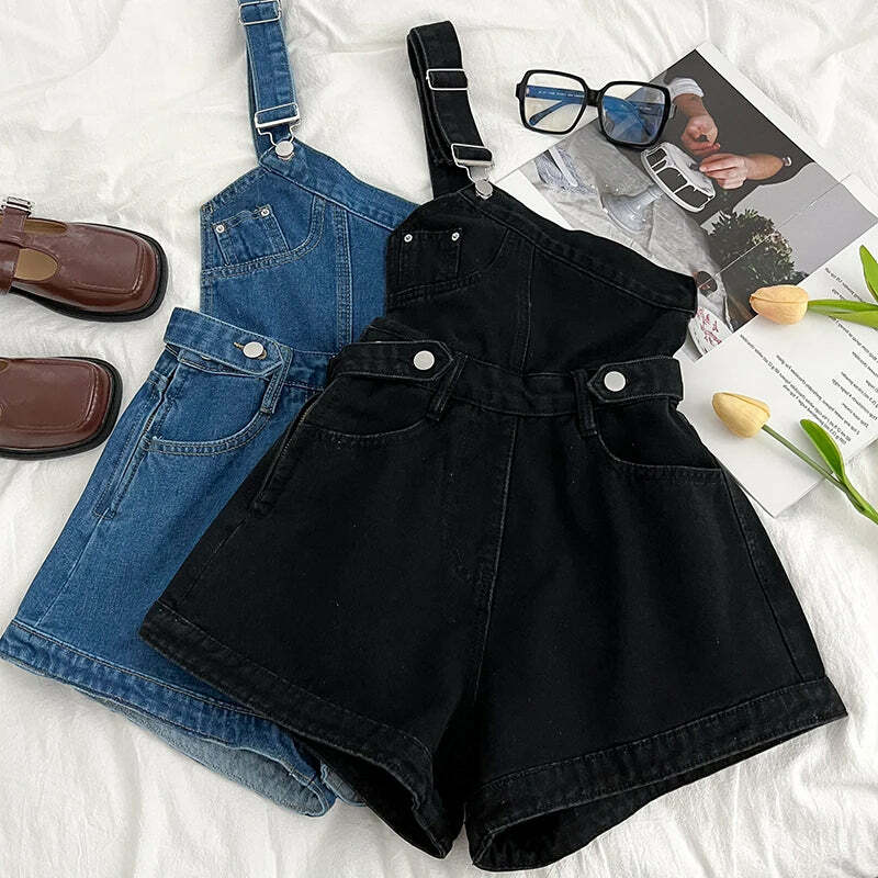 Y2K Grunge Denim Jumpsuit - Retro 90S One-Shoulder Wide Leg Pants, Cool Summer Streetwear Y2K Grunge Denim Jumpsuit - Retro 90S One-Shoulder Wide Leg Pants, Cool Summer Streetwear