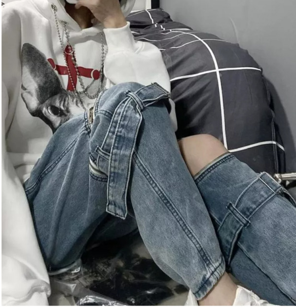 Y2K Grunge Denim Pants - 90S Retro Style, Y2K Summer Outfits, Gothic Y2K Fashion