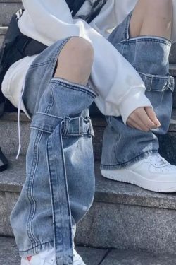 Y2K Grunge Denim Pants - 90S Retro Style, Y2K Summer Outfits, Gothic Y2K Fashion